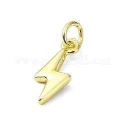 真鍮チャーム  カドミウムフリー＆ニッケルフリー＆鉛フリー  ライトニング  18KGP本金メッキ  15x6.5x2mm  穴：3mm&nbsp;KK-H475-34G-02