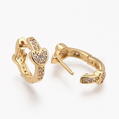 Brass Micro Pave Clear Cubic Zirconia Huggie Hoop Earrings&nbsp;EJEW-L231-42G