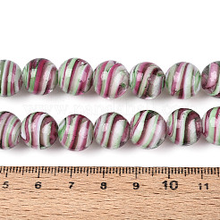 手作りランプワークビーズ連売り  ラウンド  ツートン  紫色のメディア  11~12.5mm  穴：1~1.5mm  約30個/連  13.19~13.58''（33.5~34.5センチメートル）&nbsp;LAMP-T023-30F