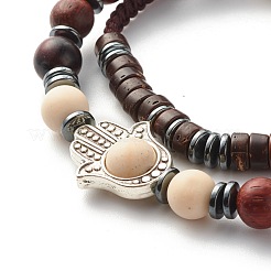 I Love You Morse Code Stretch Bracelets Set&nbsp;BJEW-JB07352-01