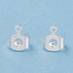 真鍮ピアスキャッチ  ピアスバックキャッチ  カン付き  長持ちメッキ  925銀メッキ  8.3x7x3.7mm  穴：0.8mm&nbsp;KK-P001-75S