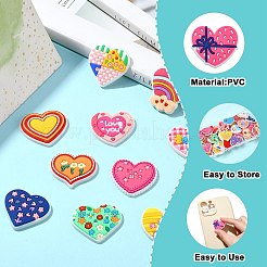 50 個 25 スタイル PVC プラスチックカボション  かわいい漫画のハート  ミックスカラー  21~27.5x27.5~31.5x3~4mm  2個/スタイル&nbsp;FIND-CJ0002-94