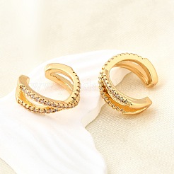 Brass Micro Pave Clear Cubic Zirconia Cuff Earrings&nbsp;EJEW-F370-26G