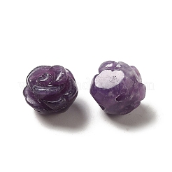 天然レピドライト/紫雲母彫刻花散らしビーズ  ローズ  8.5~10x10x10.5mm  穴：1mm&nbsp;G-O156-B-24