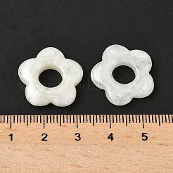 不透明樹脂ペンダント  花の形  ホワイト  19.5x19.5x4mm  穴：7mm&nbsp;FIND-Z082-01