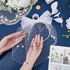 Gauze Mesh Veil Cloth with Aligator Hair Clip&nbsp;AJEW-WH20018-97B