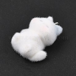 フロッキー樹脂ペンダント  プラチナ鉄ループ付き  猫の形  29x23x13mm  穴：2mm&nbsp;FIND-A061-02F