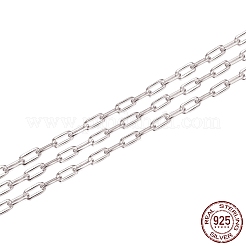 変色防止ロジウムメッキスターリングシルバーペーパークリップチェーン925本  ハンダ付け  プラチナ  4.7x1.7mm&nbsp;STER-WH0011-07P