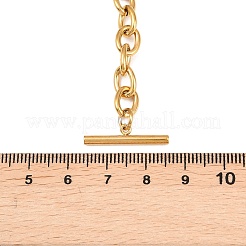 304ステンレススチール製ミックスチェーンTバー＆タッセルネックレス（女性用）  イオンプレーティング（ip）  18KGP本金メッキ  18.66インチ（47.4cm）&nbsp;NJEW-Z111-03G