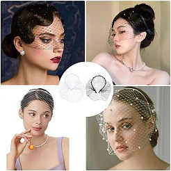 2Pcs 2 Colors Bridal Pearl Mesh Veil Cloth Hair Bands&nbsp;MRMJ-GF0001-50B