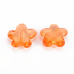 透明なアクリルビーズ  多面カット  花  ダークオレンジ  18.5x18.5x5.5mm  穴：1.2mm  約470個/500g&nbsp;TACR-S154-32B-84
