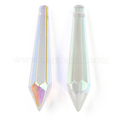 電気メッキガラスの大きなペンダント  ABカラーメッキ  多面カット  弾丸  クリアAB  62~63x14mm  穴：1.5mm&nbsp;EGLA-Q122-09