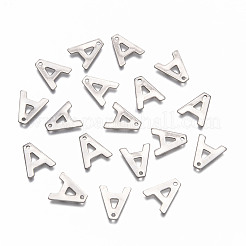 変色しない304ステンレススチールの文字チャーム  文字.a  11x10x0.5mm  穴：1mm&nbsp;X-STAS-O072-A