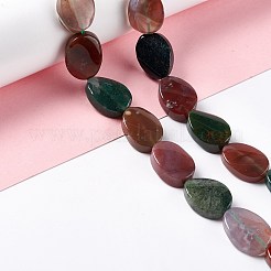 天然石インディアン瑪瑙ビーズ連売り  ツイストオーバル  17.5~18.5x12.5~13.5x5.5~6.5mm  穴：1mm  約23個/連  15.43''~16.22''（39.2~41.2センチメートル）&nbsp;G-M208-15