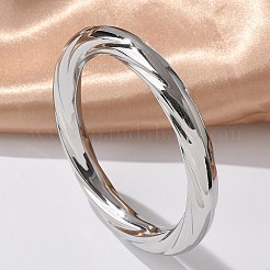 女性用ツイスト304ステンレススチールバングル  プラチナ  3/8インチ（1cm）  内径：2-1/2インチ（6.2cm）&nbsp;BJEW-S161-06P