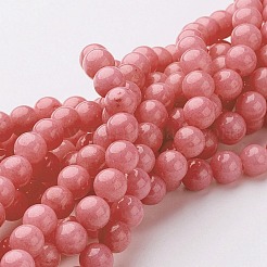 天然石馬山ジェイドラウンドビーズ連売り  染め  レッドオレンジ  10mm  穴：1mm  約41個/連  15.7インチ&nbsp;G-D263-10mm-XS18