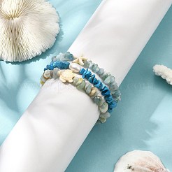宝石ビーズストレッチブレスレット3セット  淡水パールと  ヒトデ＆カメ  内径：2-1/8インチ（5.5cm）  3個/セット&nbsp;BJEW-JB11175