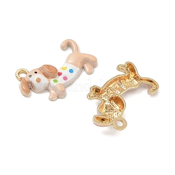 スプレープリント合金エナメルチャーム  犬の形のチャーム  ラックめっき  ゴールドカラー  ベージュ  15x24x4mm  穴：1.8mm&nbsp;ENAM-K076-41G-01