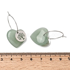 Natural Green Aventurine & 304 Stainless Steel Hoop Earrings for Women&nbsp;EJEW-G475-05P-07