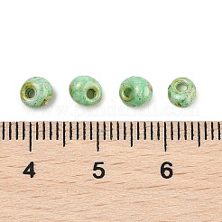 ピカソガラスシードビーズ  丸い穴  ティアドロップ  ライム  5x4.5x4mm  穴：1.4mm  120個/セット&nbsp;SEED-Q038-03G