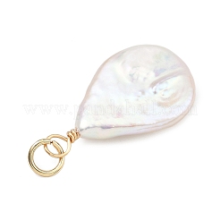 Spiral Copper Wire Wrapped Natural Nucleated Baroque Keshi Pearl Pendants&nbsp;PALLOY-JF05276-02