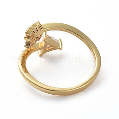 調整可能真鍮製カフ指輪  マイクロはキュービックジルコニアを開く  カドミウムフリー＆鉛フリー  矢印  ゴールドカラー  サイズ8  18.6mm&nbsp;RJEW-G096-01G