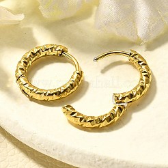 女性用304ステンレスフープピアス  イオンプレーティング（ip）  リング  14KGP本金メッキ  15x2.5mm&nbsp;EJEW-M068-13B-G