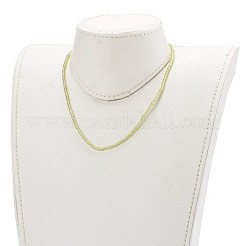 ロンデルナチュラルペリドットビーズネックレス  真鍮カニカン付き  ゴールドカラー  16.14インチ（41cm）  3mm&nbsp;NJEW-JN03404-03