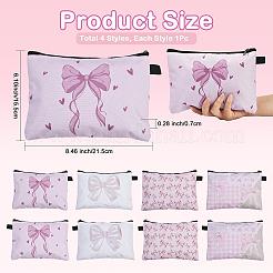 4Pcs 4 Styles Rectangle with Bowknot Printed Polyester Cosmetic Zipper Pouches&nbsp;ABAG-SP0001-51B