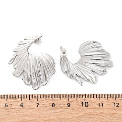 女性用304ステンレススチールスタッドピアス  花  ステンレス鋼色  32x22.5mm&nbsp;EJEW-K306-11P