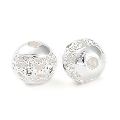 Rack Plating Brass Micro Pave Clear Cubic Zirconia Beads&nbsp;KK-B078-10B-S