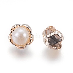 プラスチックシャンクボタン  1穴  模造パールボタン  花  ホワイト  11x9.5mm  穴：3x2mm&nbsp;BUTT-WH0012-07