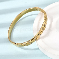 304ステンレススチール製クリスタルラインストーンヒンジ付きカフバングル（女性用）  三角形  18KGP本金メッキ  内径：2.36x1.97インチ（6x5cm）&nbsp;SA-CBA61B8-08G