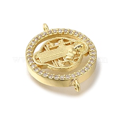 Brass Pave Clear Cubic Zirconia Saint Benedict Connector Charms&nbsp;KK-M101-07G