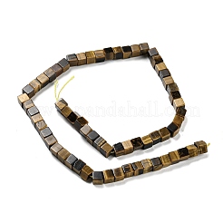 天然石タイガーアイビーズ連売り  キューブ  6~6.5x6~6.5x6~6.5mm  穴：1.2mm  約63~64個/連  15''~15.16''（38.1~38.5センチメートル）&nbsp;G-Q1008-B01