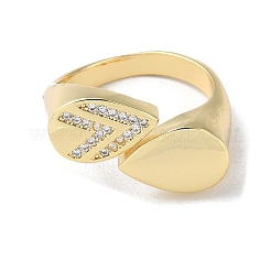 Rack Plating Brass Micro Pave Cubic Zirconia Open Cuff Rings&nbsp;RJEW-M158-02G
