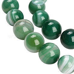 天然縞瑪瑙のグラデーションビーズ1連  染め＆加熱  ラウンド  グレードA  グリーン  6~16mm  穴：0.8mm&nbsp;G-PA0002-04B