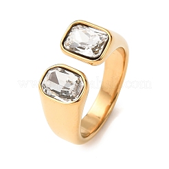 304 Stainless Steel Pave Cubic Zirconia Cuff Open Rings for Women&nbsp;RJEW-K319-02B-G
