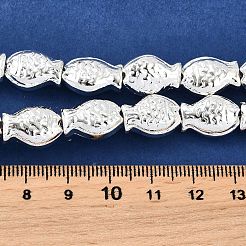 電気メッキガラスビーズセット  魚  フルメッキ  銀メッキ  15x10x3mm  穴：1mm  約28~29個/連  15.16~15.75インチ（38.5~40cm）&nbsp;EGLA-V001-01J
