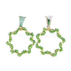 Glass Beads Dangle Ear Studs&nbsp;EJEW-JE03916-02