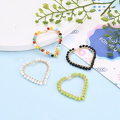 手作りガラスシードビーズ織りペンダント  ワイヤーラップペンダント  ゴールドトーンの真鍮製オープンバックベゼル  ハート  ミックスカラー  36x36x1.8mm  穴：1.8mm&nbsp;PALLOY-JF00534