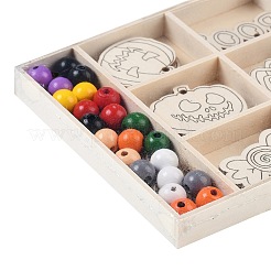ハロウィーンテーマの DIY 木製ペンダント  小麦  190x130x16mm&nbsp;WOOD-S063-01B