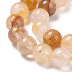 Natural Yellow Hematoid Quartz/Golden Healer Quartz Beads Strands&nbsp;G-E571-05A