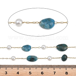 Natural Apatite Nuggets & 316 Stainless Steel Handmade Link Chains&nbsp;CHS-K021-14G-14