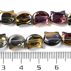電気メッキガラスビーズセット  半分メッキ  猫の形  ダークスレートグレー  8x10.5x5mm  穴：1.1mm  約65個/連  25.20''（64センチメートル）&nbsp;EGLA-Q128-08A-HP03