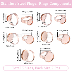 10Pcs 5 Size Adjustable 201 Stainless Steel Finger Rings Components&nbsp;RJEW-BBC0001-10