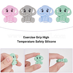 16Pcs 4 Colors Elephant Silicone Beads&nbsp;SIL-OC0001-07