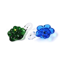 手作りランプワークペンダント  花のチャーム  ミックスカラー  29~32x20~22x11~13mm  穴：4~5.5mm&nbsp;LA-N048-11
