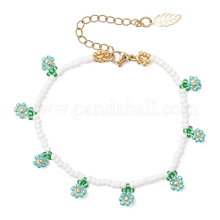 Floral Glass Seed Bead Charm Bracelets for Women&nbsp;BJEW-MZ00306-04