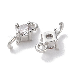 Rack Plating Brass Pave Clear Cubic Zirconia Connector Charms&nbsp;KK-Z039-39P